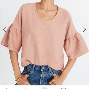 MADEWELL Texture & Thread Gathered 
Sleeve Rose Crop Top Size Small